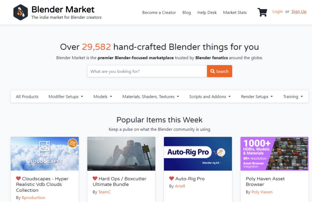create an account on Blender Market Place